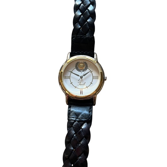 Vintage Fossil Golf Watch Two Tone Crest Dial SE-1004Untested